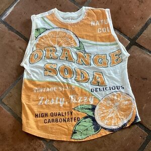 Pilcro Orange and White Graphic Muscle Tee